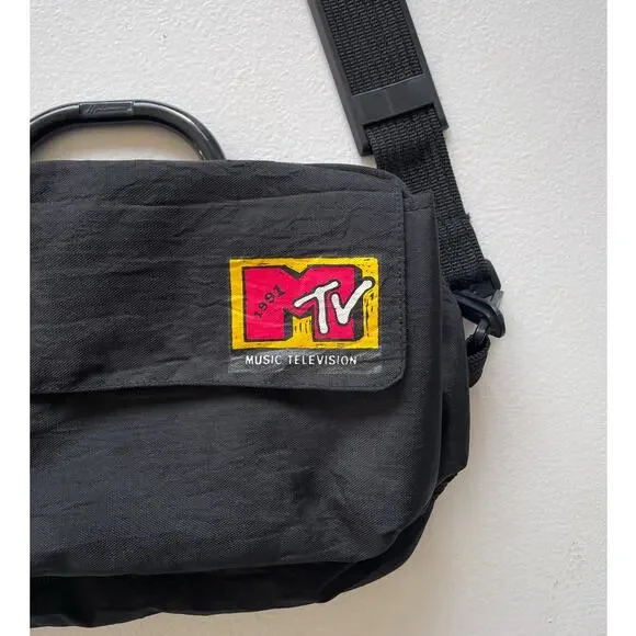 Vtg 1991 MTV Logo Small Shoulder Bag / Nylon Rare Music Awards Television 1990s